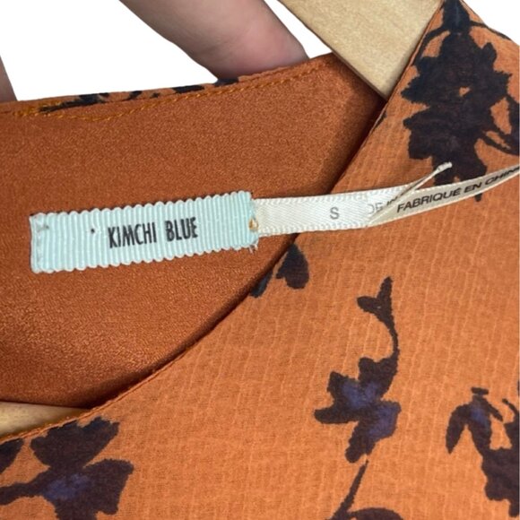 KIMCHI BLUE | Rust Orange Long Sleeve Floral Above the Knee Shift Dress | Size S - Picture 10 of 14
